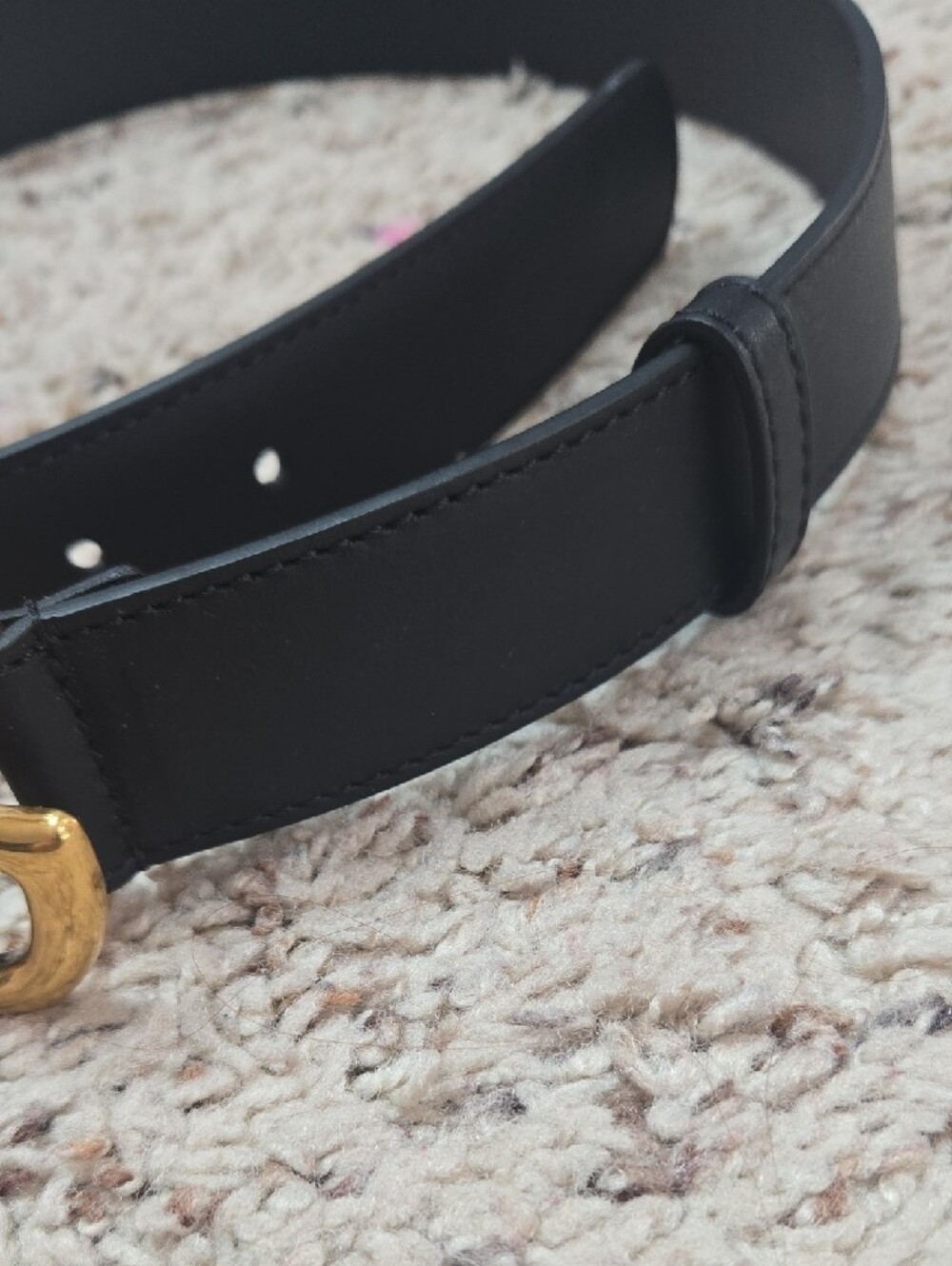 Gucci Gold Double G Logo Leather Belt Buckle - Picture 3 of 13